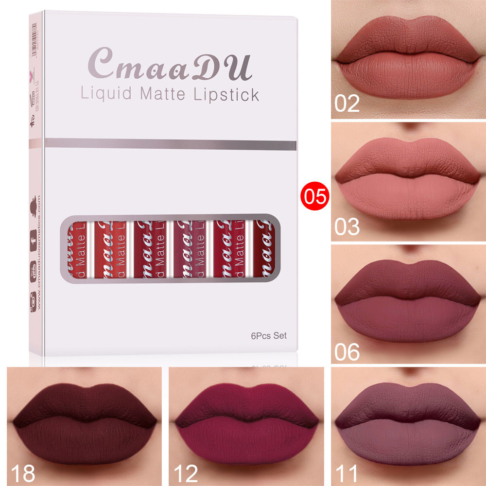 Matte Waterproof Lipstick Set (6 Colors) – Long Lasting & Smudge Proof