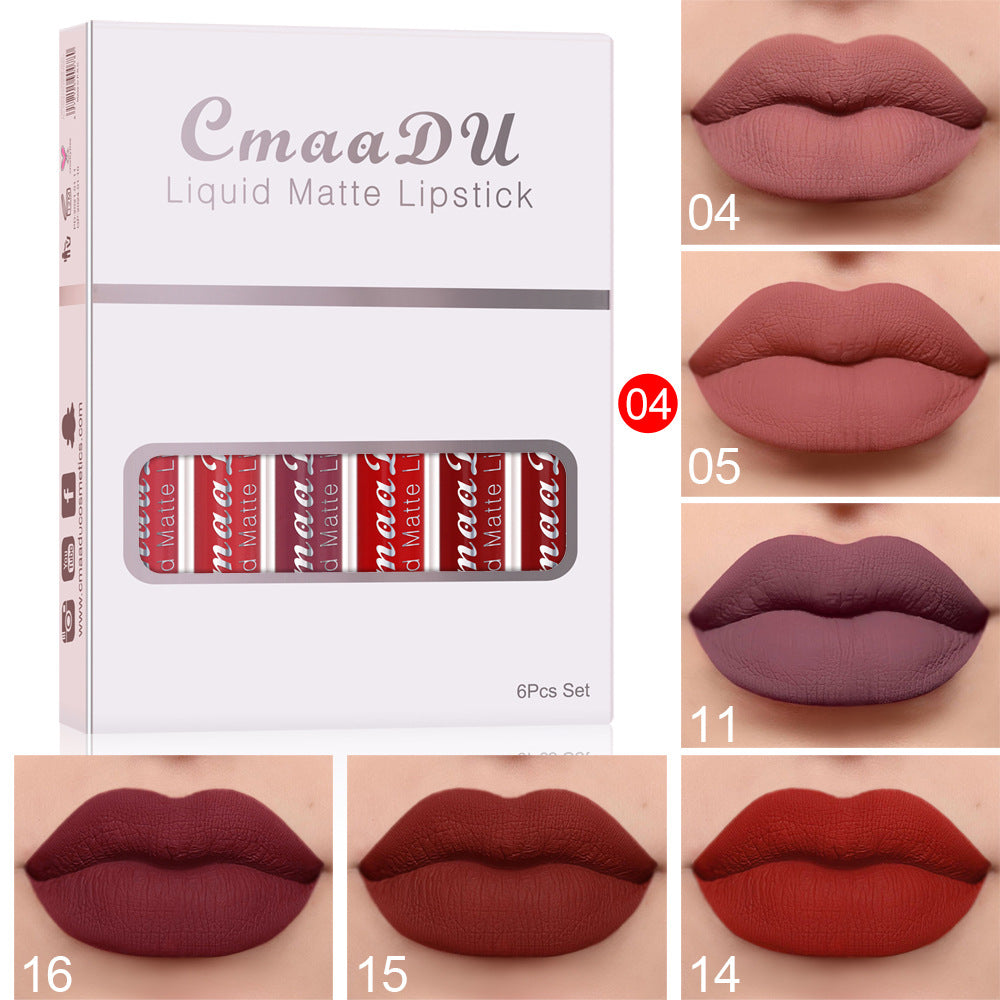 Matte Waterproof Lipstick Set (6 Colors) – Long Lasting & Smudge Proof