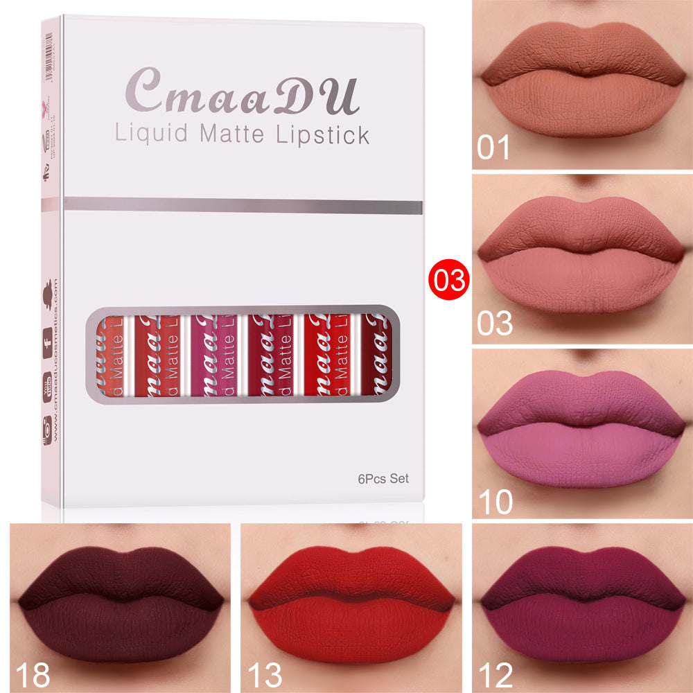 Matte Waterproof Lipstick Set (6 Colors) – Long Lasting & Smudge Proof