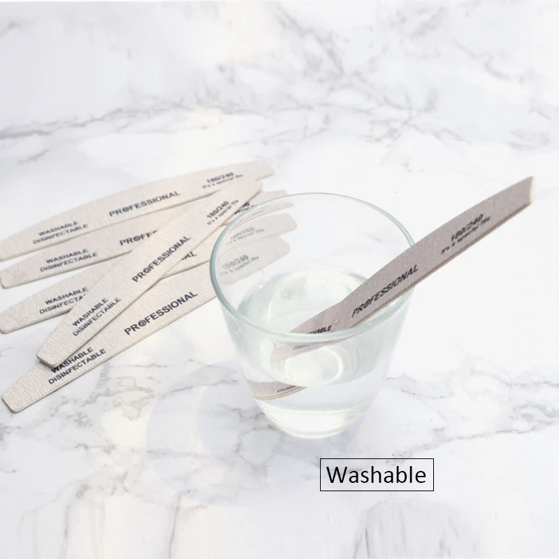 10pcs Wood Sandpaper Nail File 180/240 Professional Emery Board Manicure Buffer Grey Boat Double-sided Wooden Pedicure Buffers