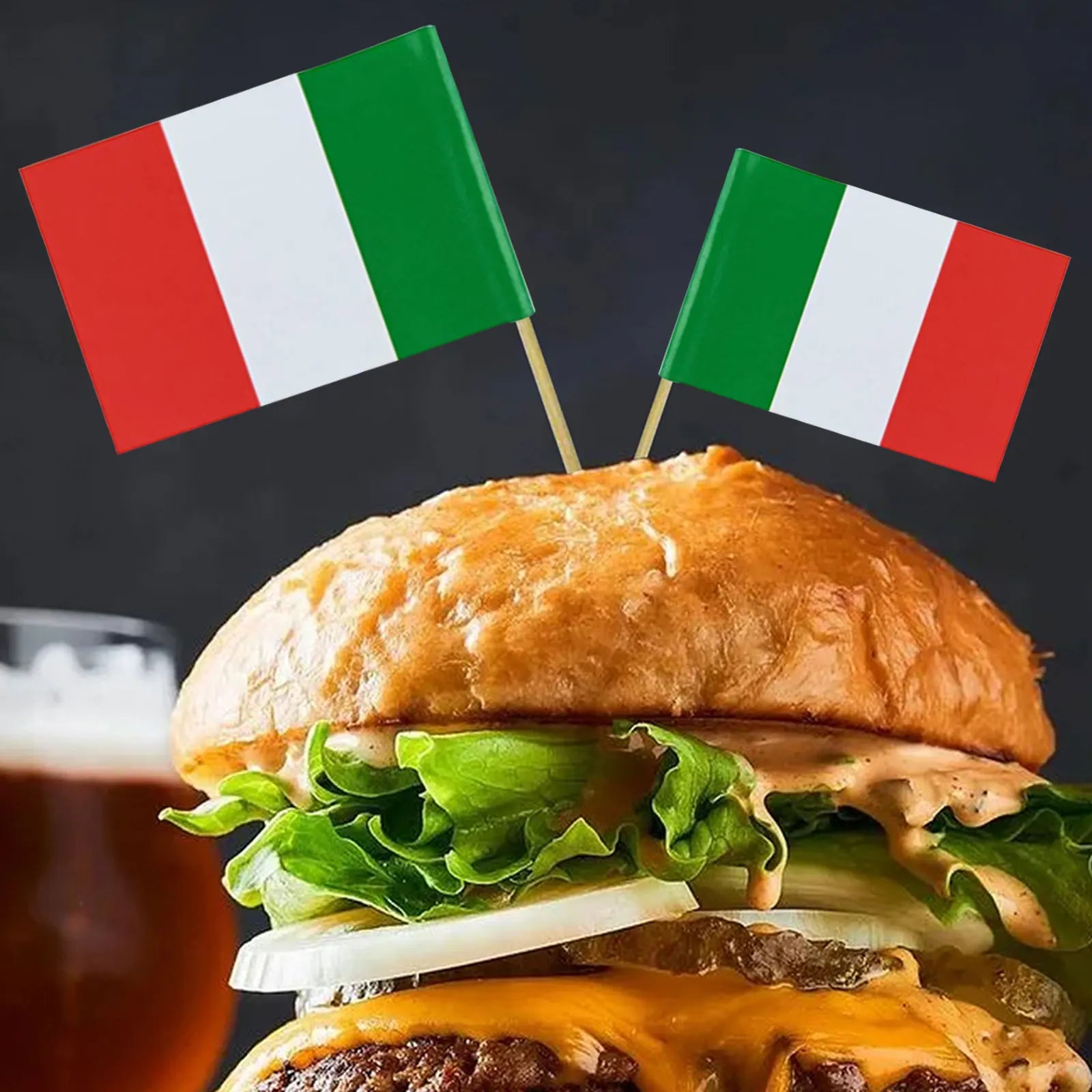 100Pcs Italy Toothpick Flags Mini Stick Cupcake Toppers Country Party Celebration National Decors Food Cocktail Picks Card