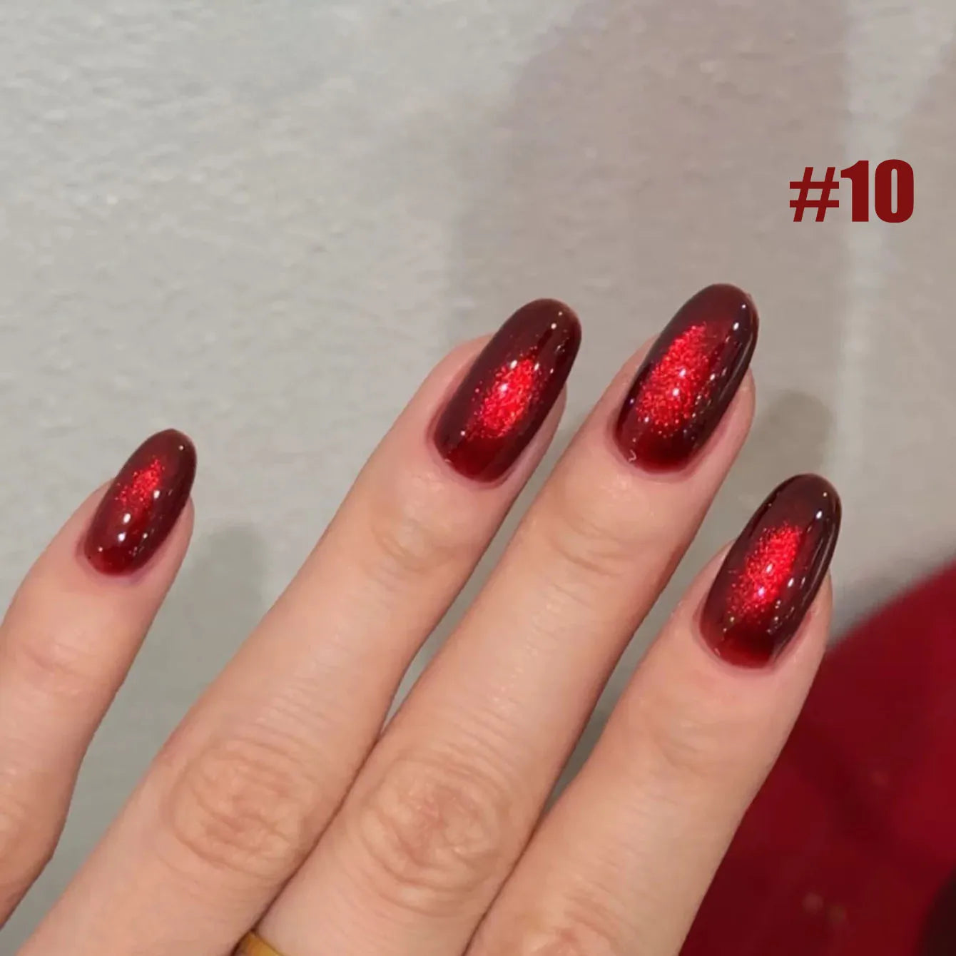 10ML 1-10PCS Red Nails 10 Color 2026 New Style Blood Rose New Year Atmosphere Ruby Rose Wine Red Glass Bead Cat Eye Gel Polish