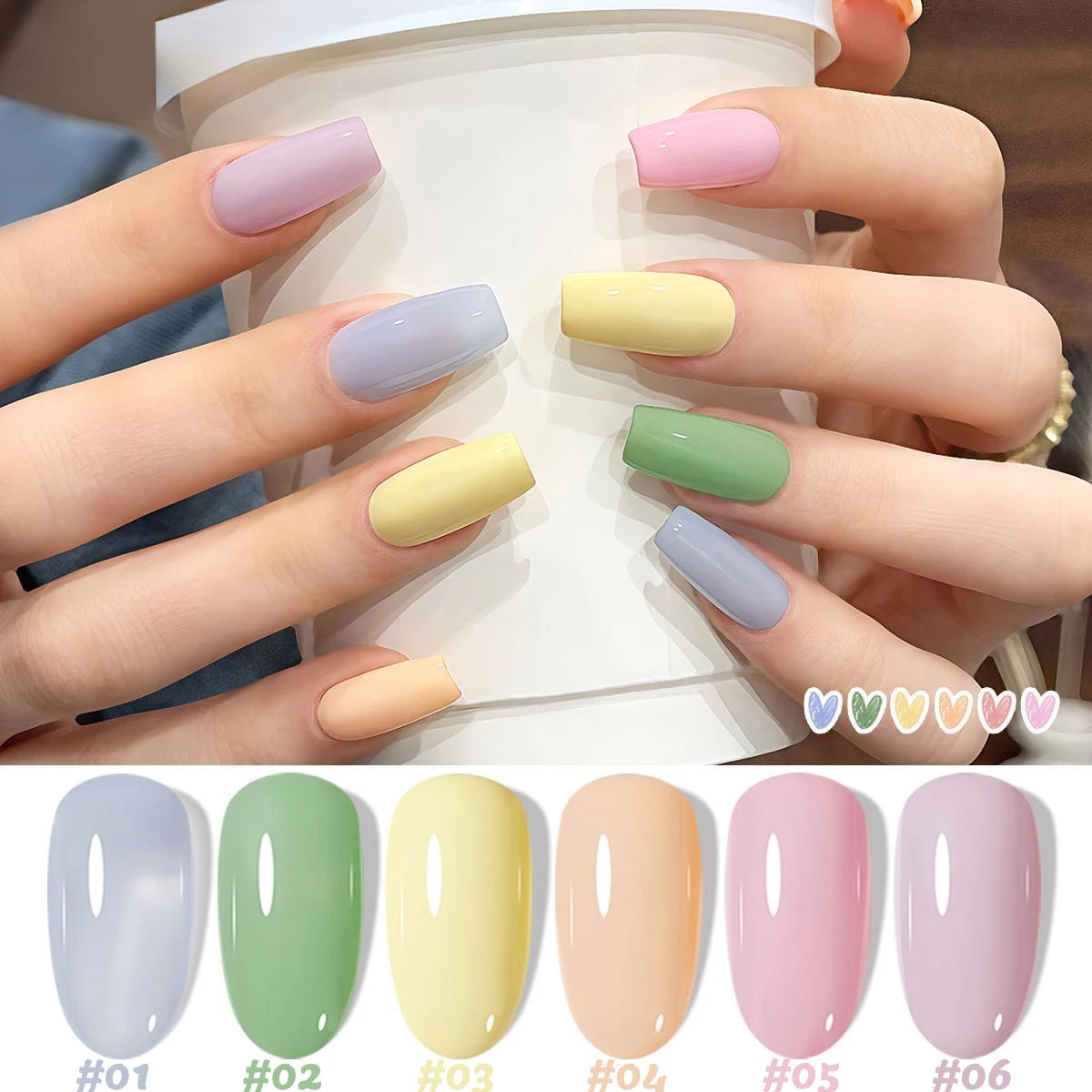1-12pcs WS Dopamine Macaron Yellow Holiday Style Summer Autumn Vacation Small Set Sweet Girl Style Whitening Gel Nail Polish