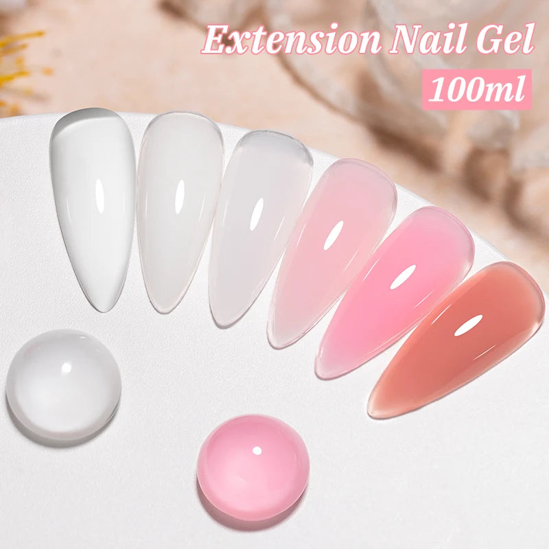 100ml Large Capacity Extension Nail Gel Pink Semi-Permanent UV/LED Gel Varnish Suitable for DIY Design Nail Art Extension Tool