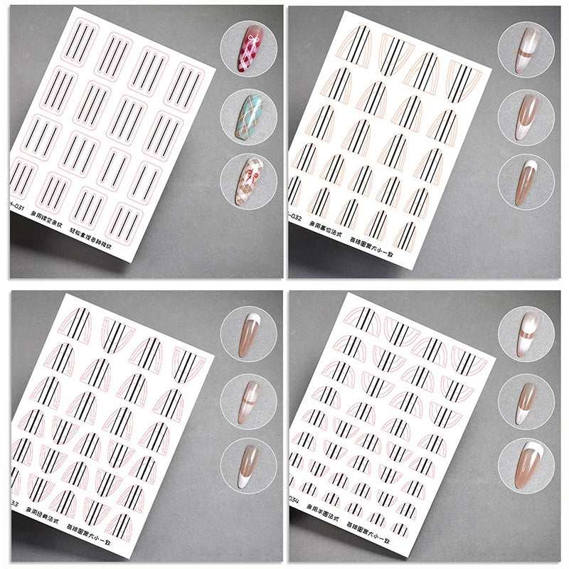 1 Sheet Transparent French Manicure Guide Stickers Strong Adhesive Nail Art Decals French Manicure DIY Stencil 3D Styling Tools