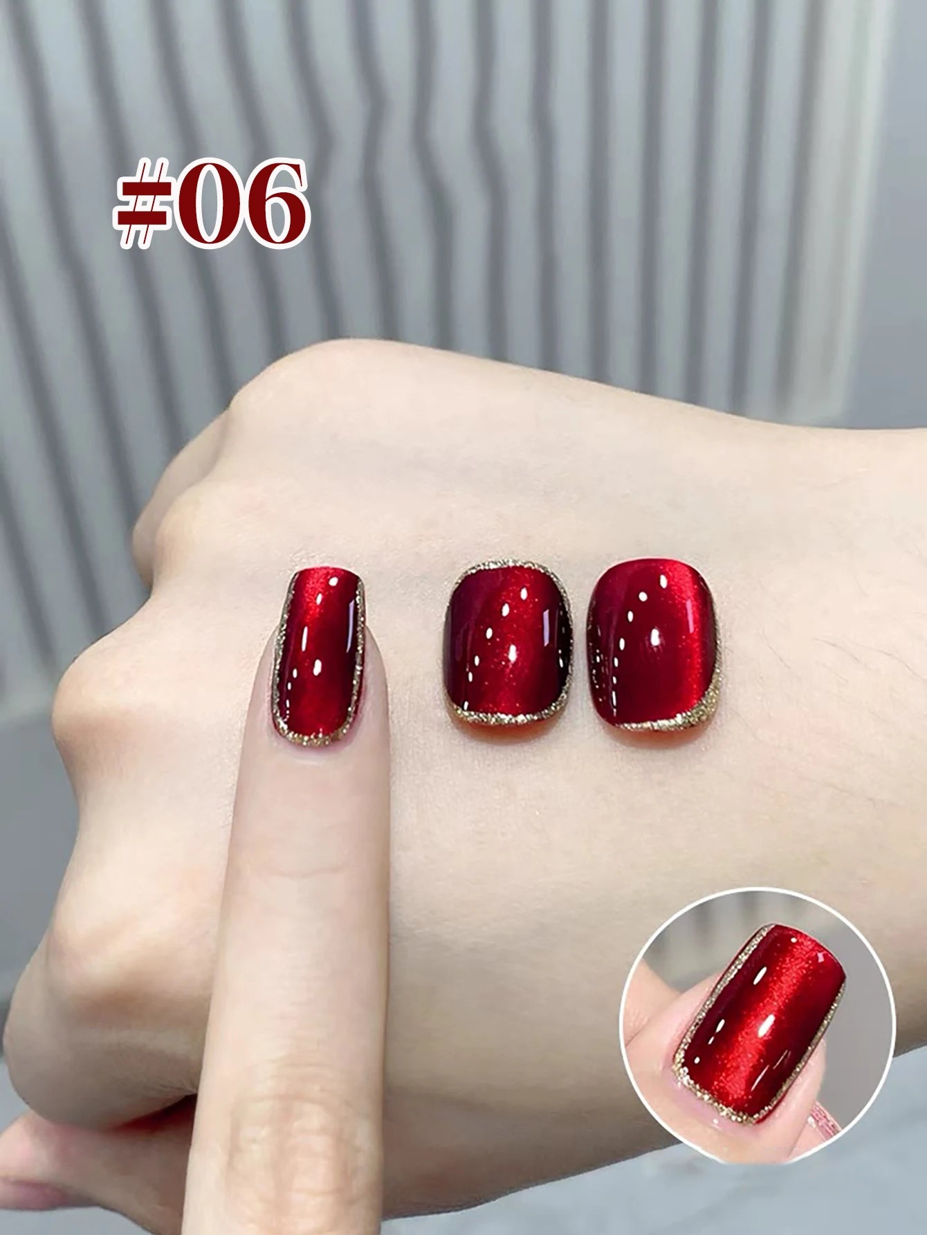 10ML 1-10PCS Red Nails 10 Color 2026 New Style Blood Rose New Year Atmosphere Ruby Rose Wine Red Glass Bead Cat Eye Gel Polish
