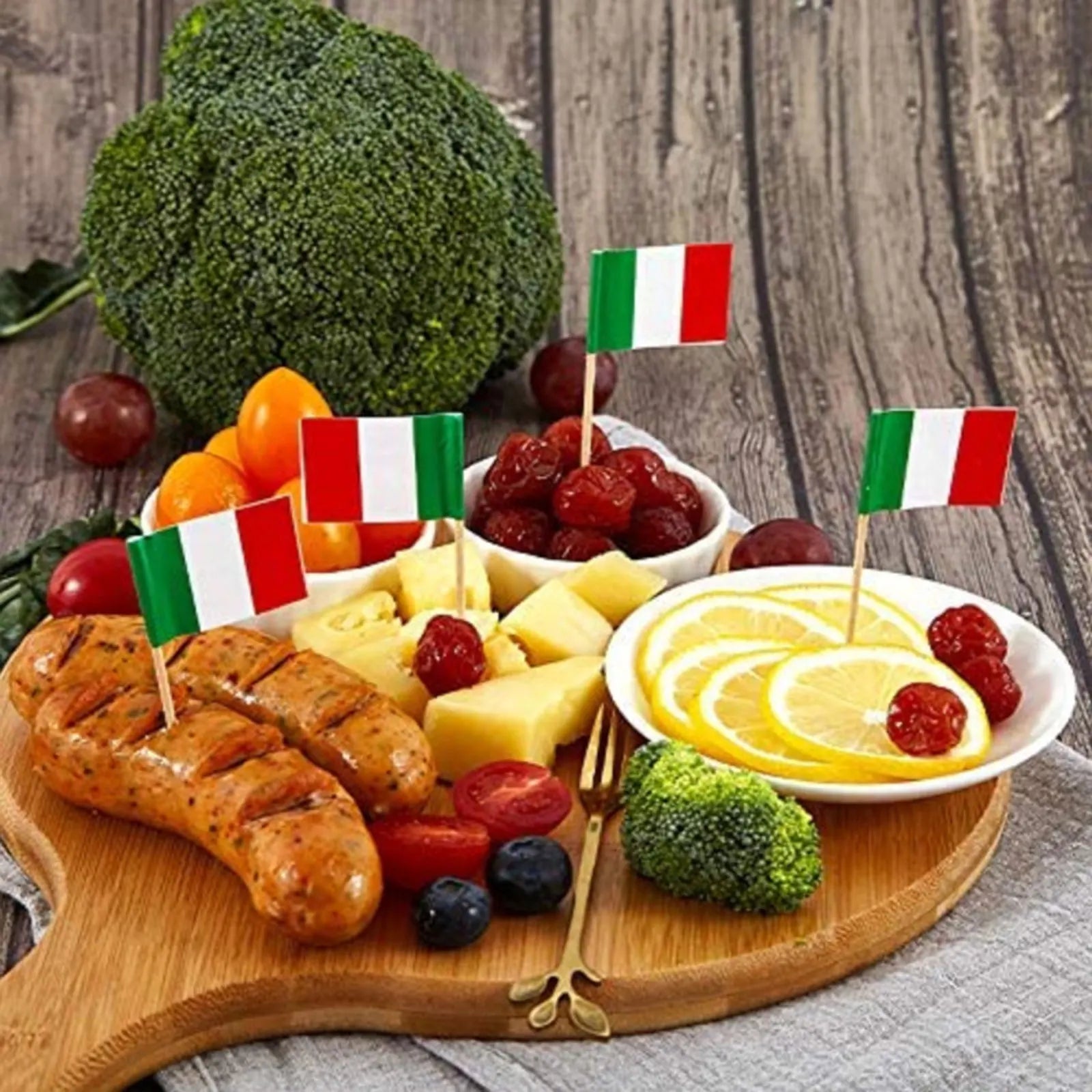 100Pcs Italy Toothpick Flags Mini Stick Cupcake Toppers Country Party Celebration National Decors Food Cocktail Picks Card