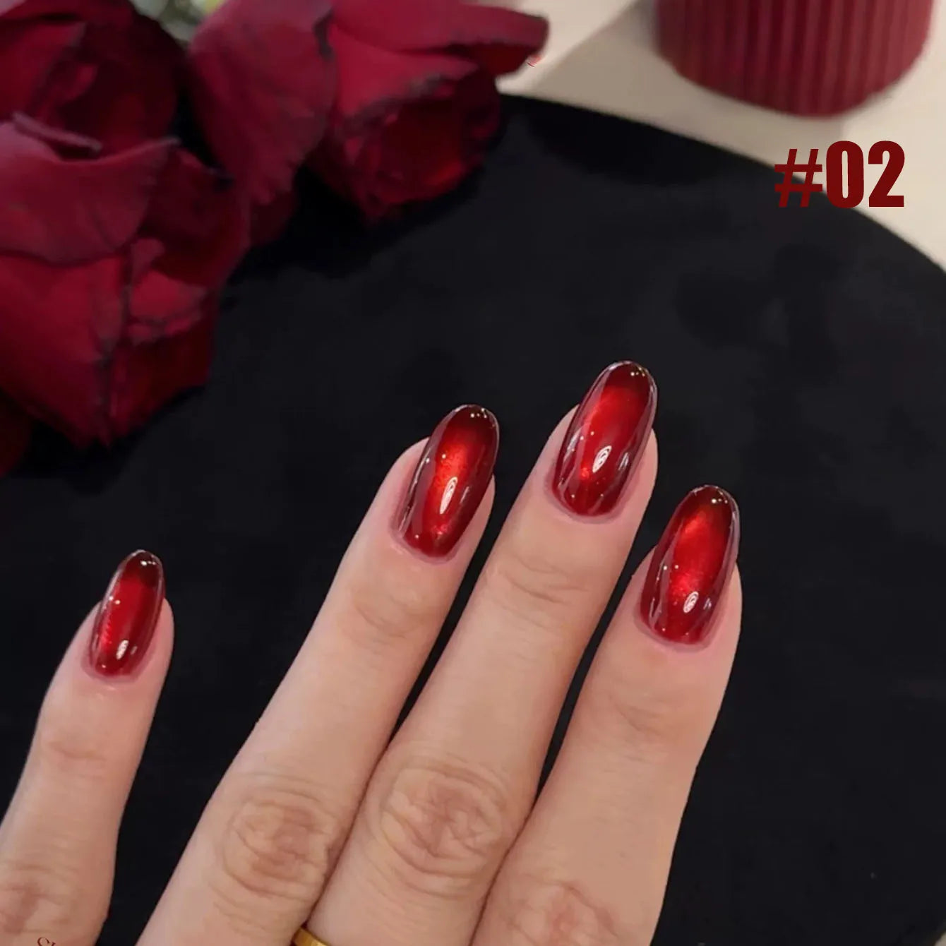 10ML 1-10PCS Red Nails 10 Color 2026 New Style Blood Rose New Year Atmosphere Ruby Rose Wine Red Glass Bead Cat Eye Gel Polish