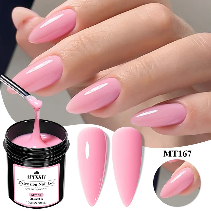 100ml Large Capacity Extension Nail Gel Pink Semi-Permanent UV/LED Gel Varnish Suitable for DIY Design Nail Art Extension Tool
