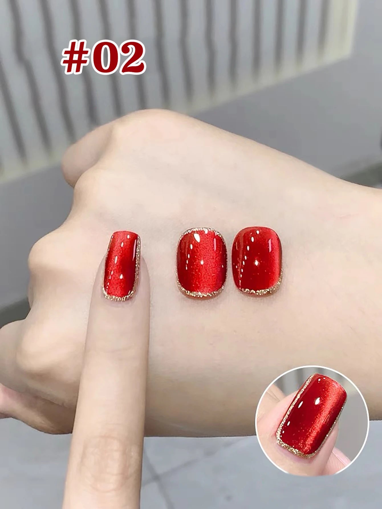 10ML 1-10PCS Red Nails 10 Color 2026 New Style Blood Rose New Year Atmosphere Ruby Rose Wine Red Glass Bead Cat Eye Gel Polish