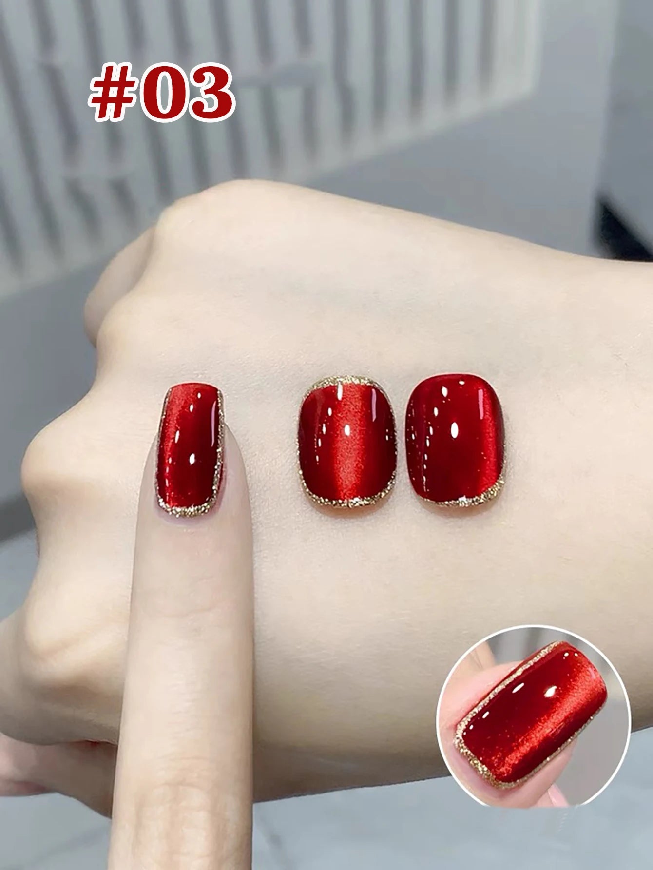10ML 1-10PCS Red Nails 10 Color 2026 New Style Blood Rose New Year Atmosphere Ruby Rose Wine Red Glass Bead Cat Eye Gel Polish