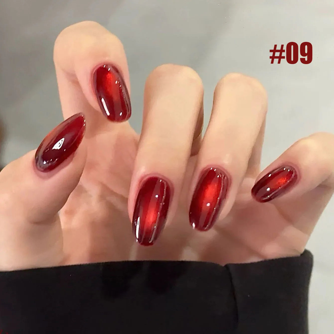 10ML 1-10PCS Red Nails 10 Color 2026 New Style Blood Rose New Year Atmosphere Ruby Rose Wine Red Glass Bead Cat Eye Gel Polish