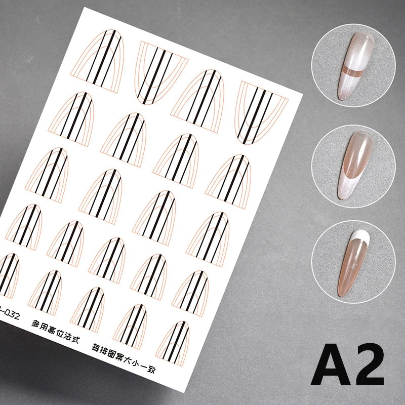 1 Sheet Transparent French Manicure Guide Stickers Strong Adhesive Nail Art Decals French Manicure DIY Stencil 3D Styling Tools