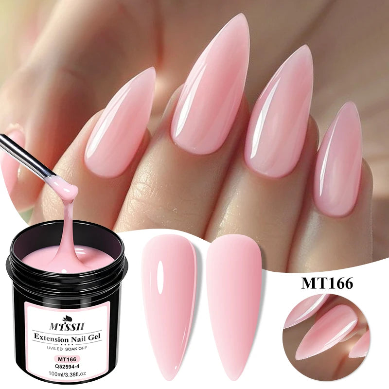 100ml Large Capacity Extension Nail Gel Pink Semi-Permanent UV/LED Gel Varnish Suitable for DIY Design Nail Art Extension Tool