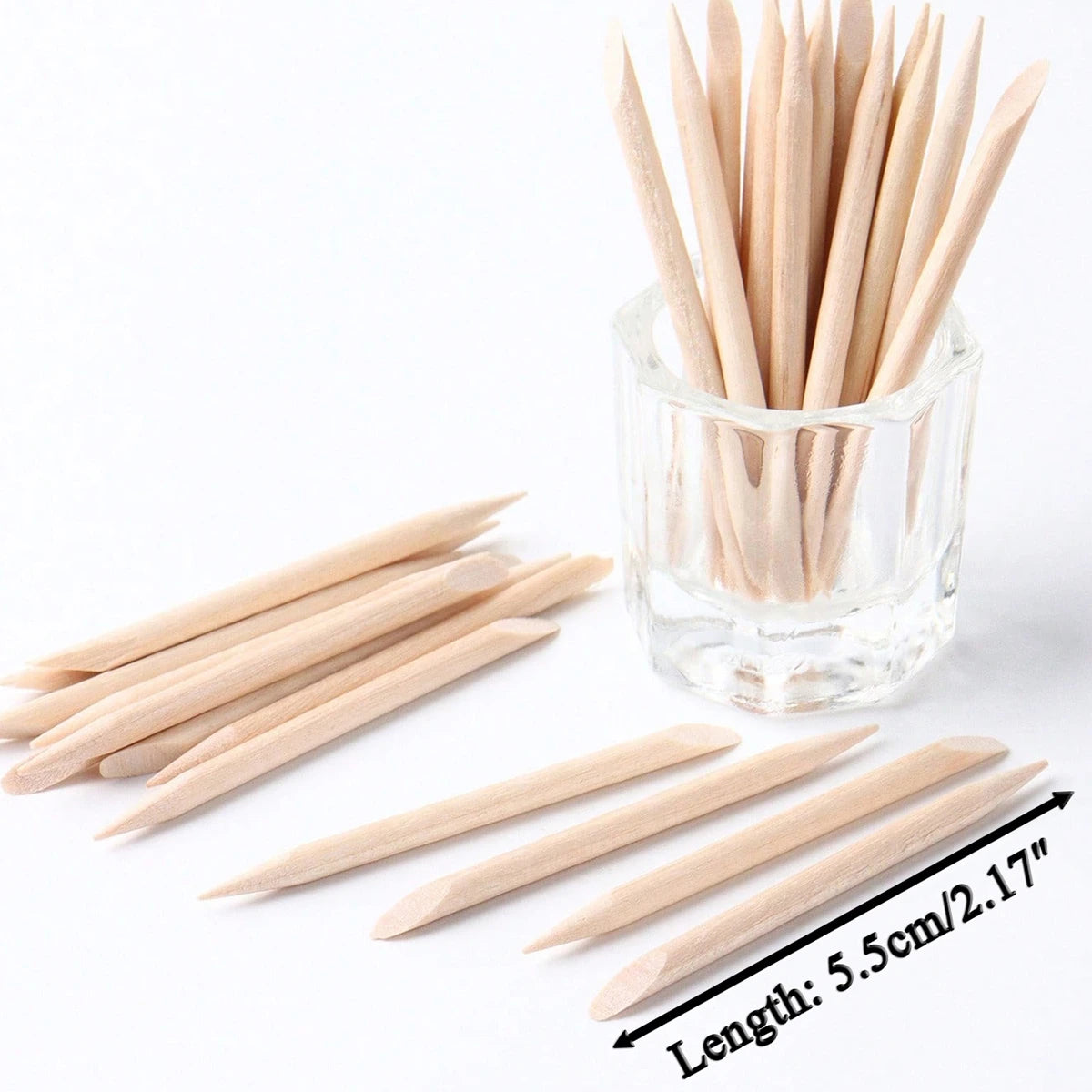 10 to 199 PCS 5.5cm Orange Wood Cuticle Sticks Double Ended Manicure Tools for Nail Cleaning and Art Design