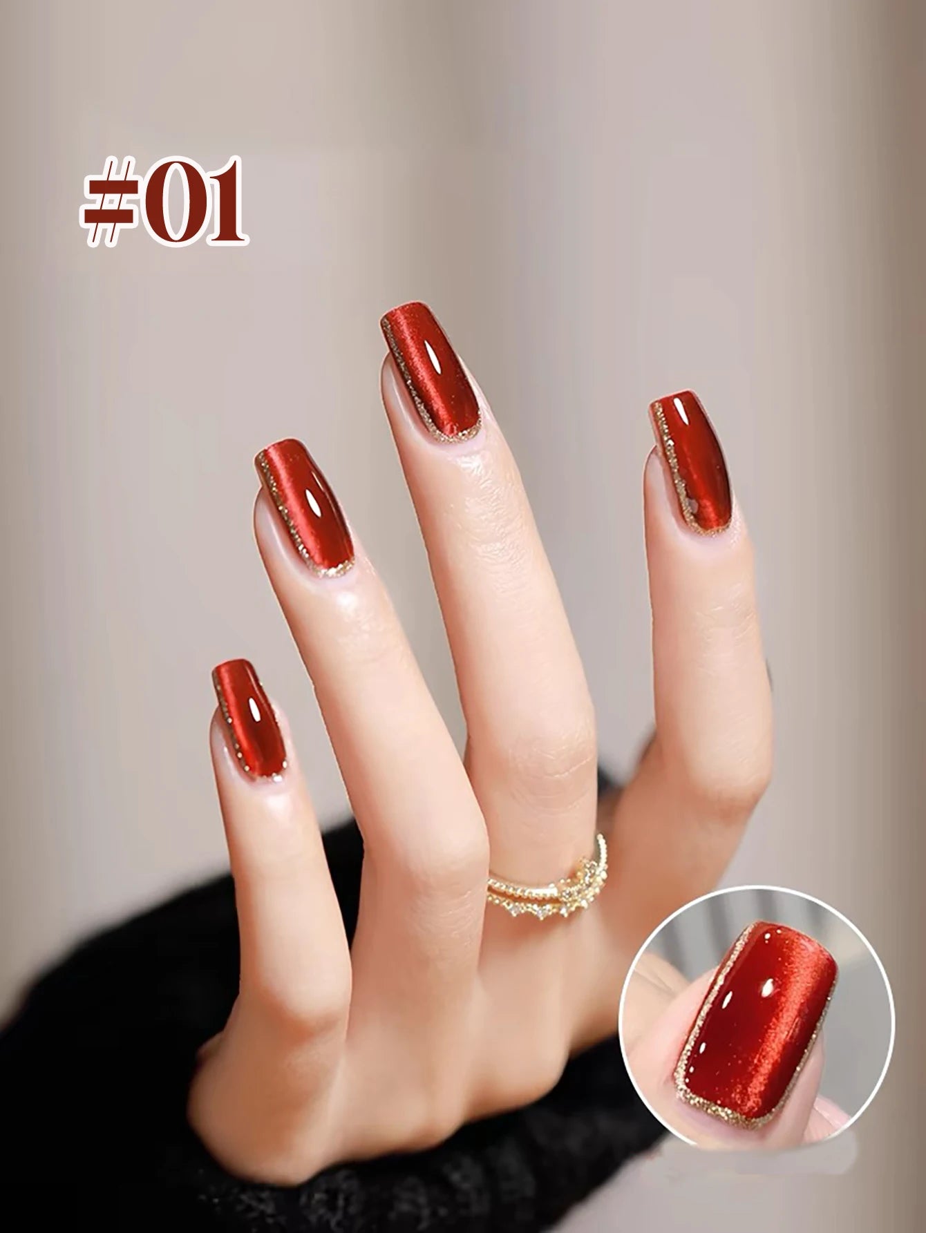 10ML 1-10PCS Red Nails 10 Color 2026 New Style Blood Rose New Year Atmosphere Ruby Rose Wine Red Glass Bead Cat Eye Gel Polish