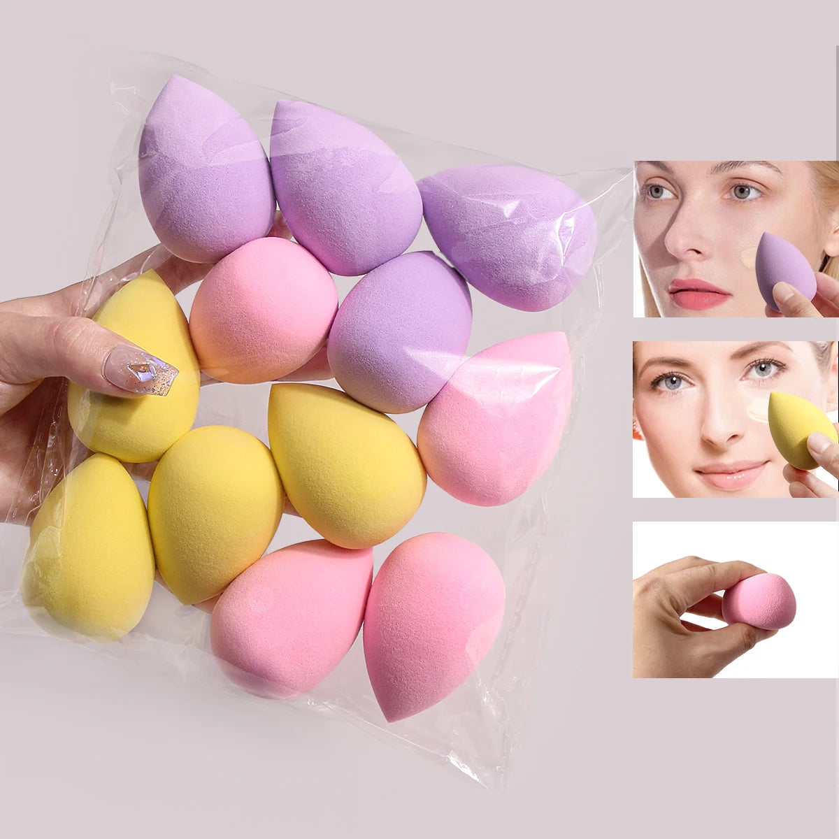 12PCS Latex-Free Makeup Sponge Set - Ultra Soft Beauty Blenders for Foundation & Concealer, with Travel Pouch