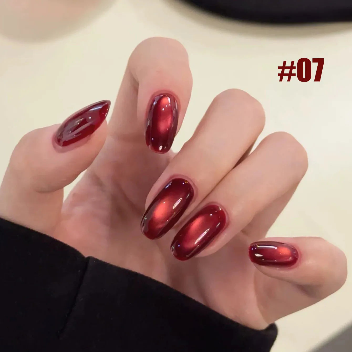 10ML 1-10PCS Red Nails 10 Color 2026 New Style Blood Rose New Year Atmosphere Ruby Rose Wine Red Glass Bead Cat Eye Gel Polish