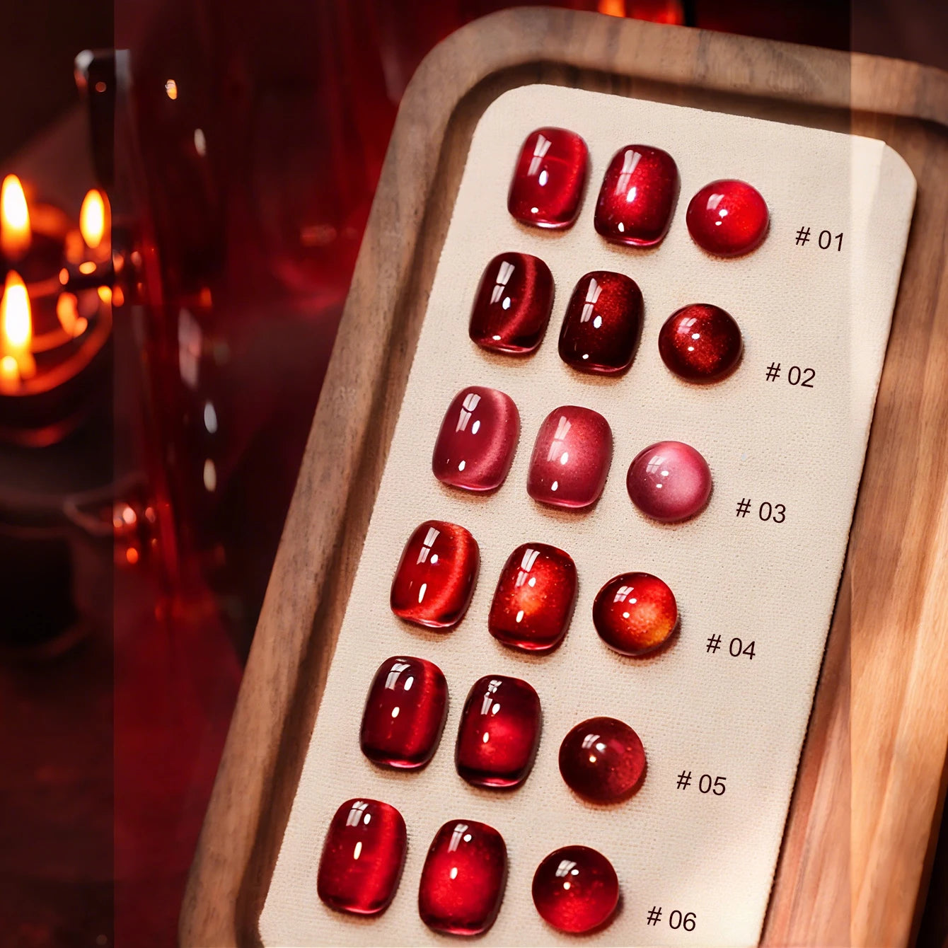 10ML 1-10PCS Red Nails 10 Color 2026 New Style Blood Rose New Year Atmosphere Ruby Rose Wine Red Glass Bead Cat Eye Gel Polish