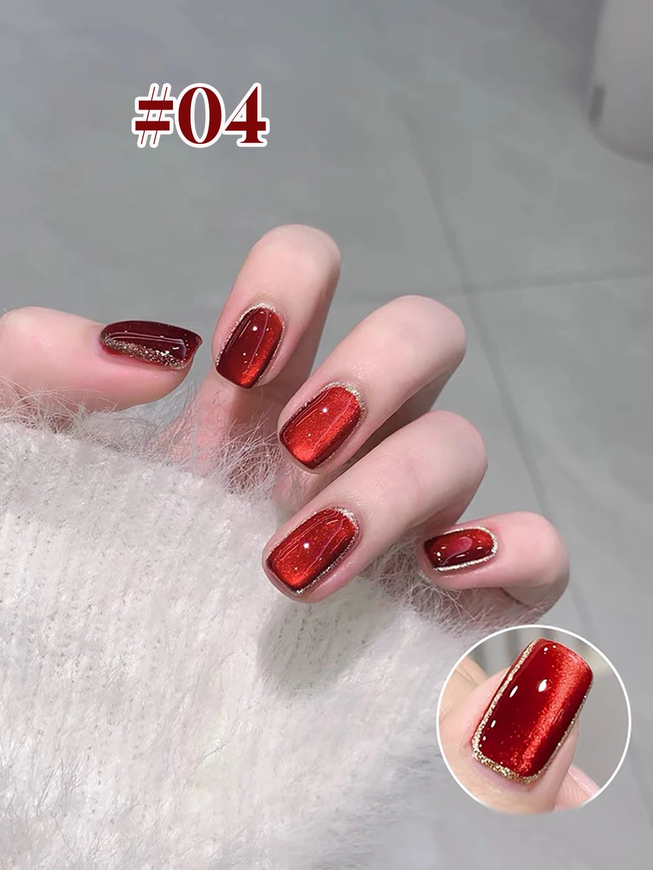 10ML 1-10PCS Red Nails 10 Color 2026 New Style Blood Rose New Year Atmosphere Ruby Rose Wine Red Glass Bead Cat Eye Gel Polish