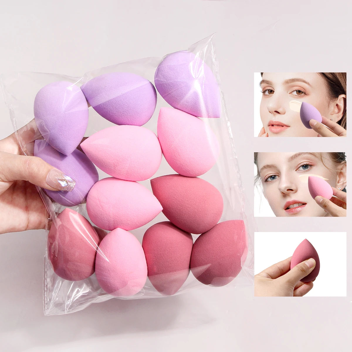 12PCS Latex-Free Makeup Sponge Set - Ultra Soft Beauty Blenders for Foundation & Concealer, with Travel Pouch