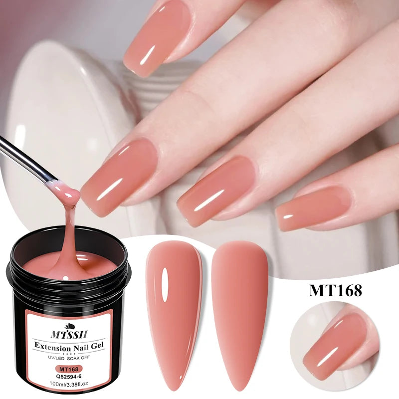 100ml Large Capacity Extension Nail Gel Pink Semi-Permanent UV/LED Gel Varnish Suitable for DIY Design Nail Art Extension Tool