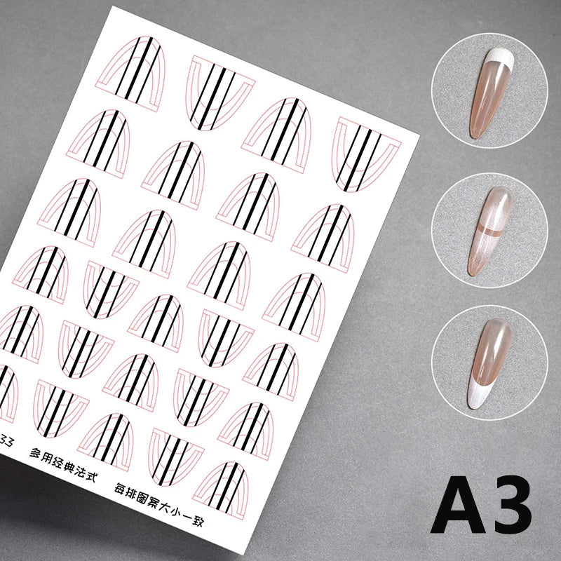 1 Sheet Transparent French Manicure Guide Stickers Strong Adhesive Nail Art Decals French Manicure DIY Stencil 3D Styling Tools