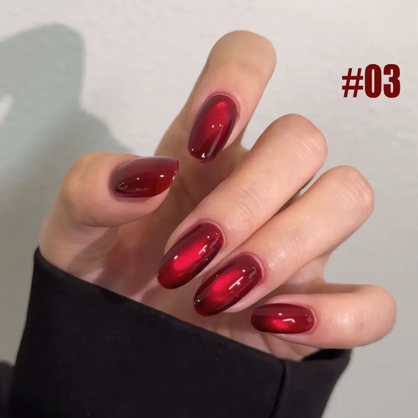 10ML 1-10PCS Red Nails 10 Color 2026 New Style Blood Rose New Year Atmosphere Ruby Rose Wine Red Glass Bead Cat Eye Gel Polish