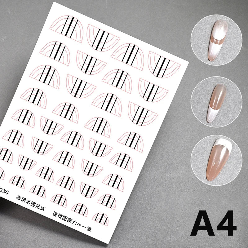 1 Sheet Transparent French Manicure Guide Stickers Strong Adhesive Nail Art Decals French Manicure DIY Stencil 3D Styling Tools
