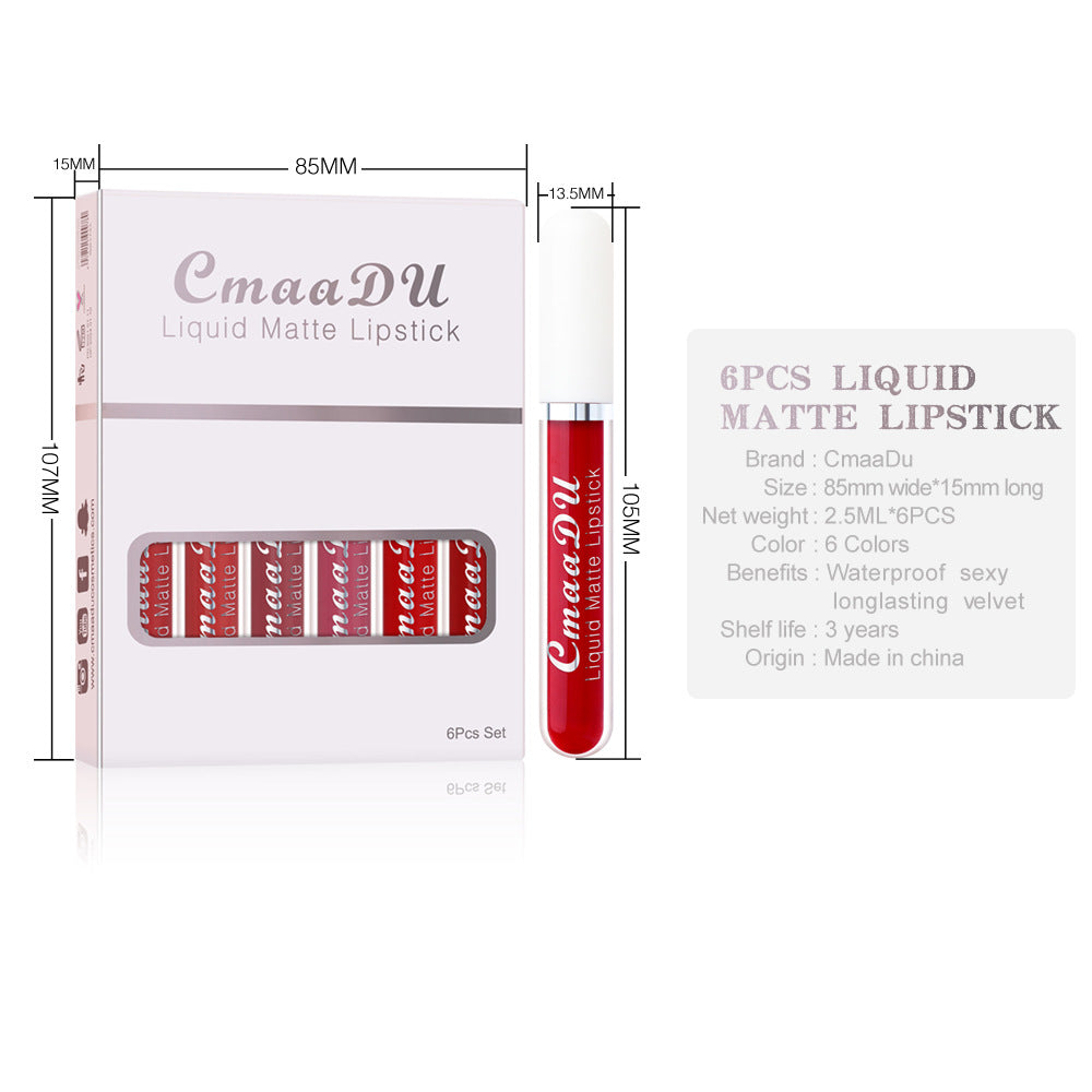 Matte Waterproof Lipstick Set (6 Colors) – Long Lasting & Smudge Proof