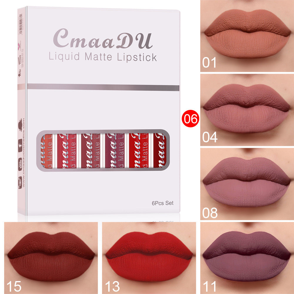 Matte Waterproof Lipstick Set (6 Colors) – Long Lasting & Smudge Proof