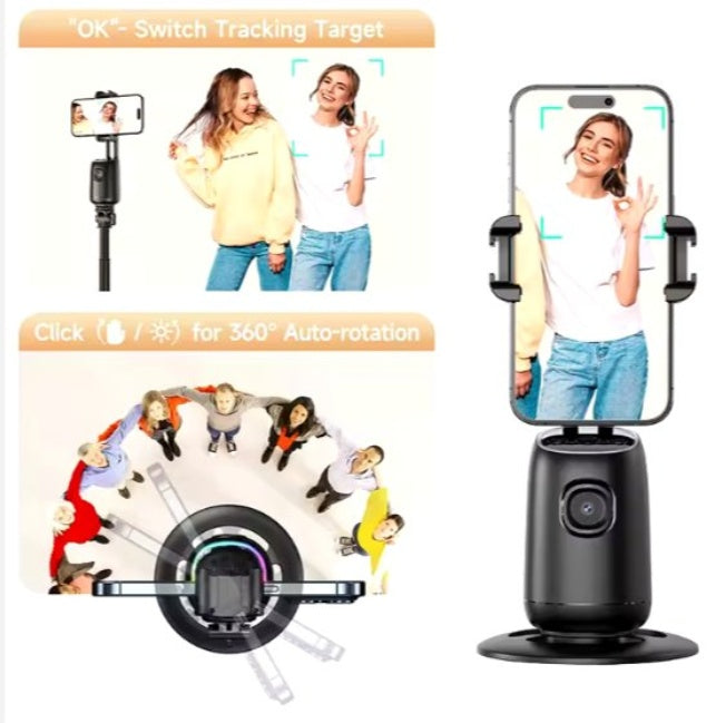Auto Face Tracking Tripod – Smart 360° Phone Holder with Remot